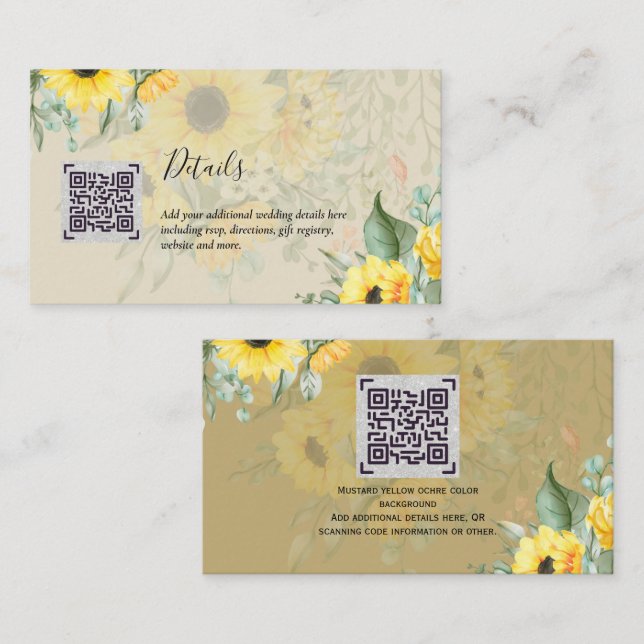 Carte D'accompagnement Budget QR Code Website RSVP Mariage de l'hôtel Dét (Devant / Derrière)