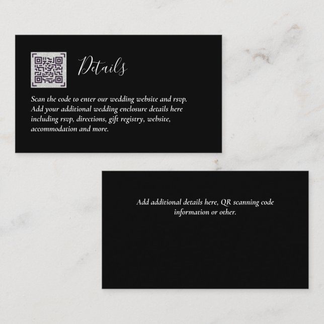 Carte D'accompagnement Budget QR Code Website RSVP Mariage de l'hôtel Dét (Devant / Derrière)