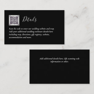 Carte D'accompagnement Budget QR Code Website RSVP Mariage de l'hôtel Dét