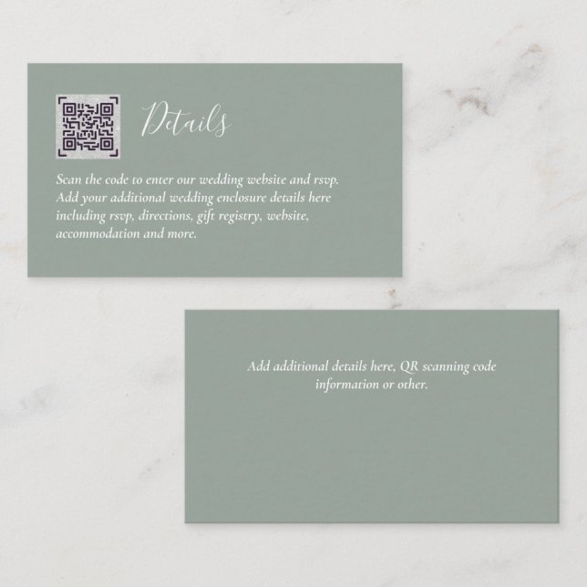 Carte D'accompagnement Budget QR Code Website RSVP Mariage de l'hôtel Dét (Devant / Derrière)
