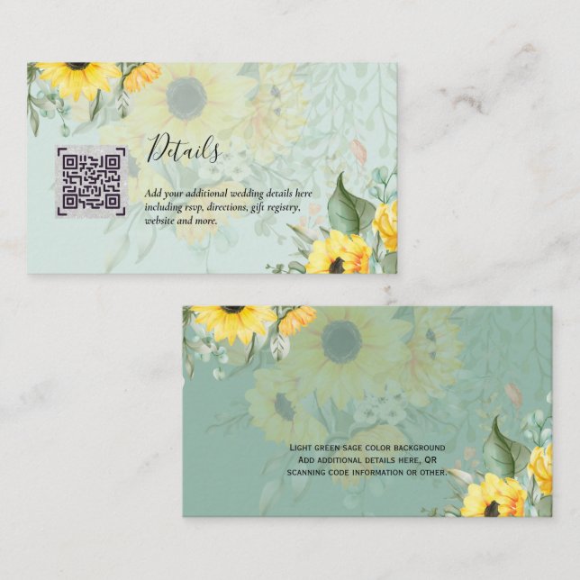 Carte D'accompagnement Budget QR Code Website RSVP Mariage de l'hôtel Dét (Devant / Derrière)