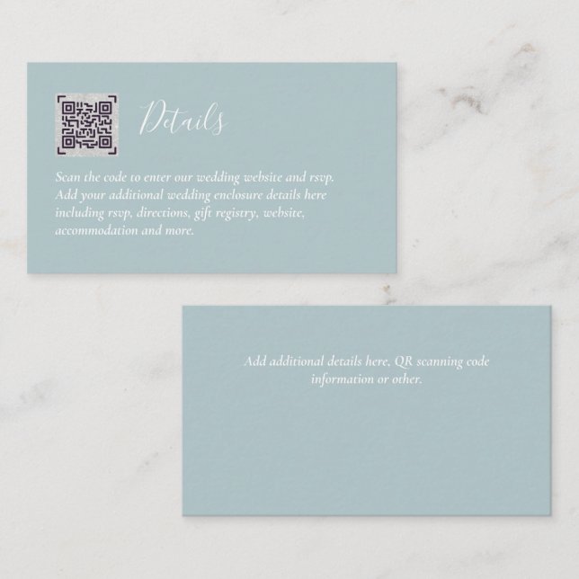 Carte D'accompagnement Budget QR Code Website RSVP Mariage de l'hôtel Dét (Devant / Derrière)