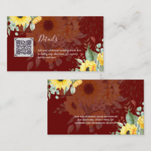 Carte D'accompagnement Budget QR Code Website RSVP Mariage de l'hôtel Dét