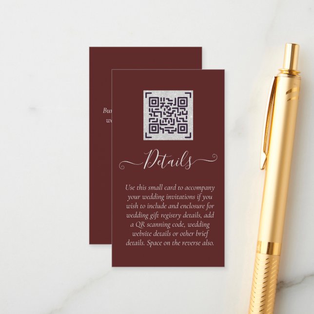 Carte D'accompagnement BUDGET QR SCANNING CODE Détails de l'événement (Devant/Arrière en situation)