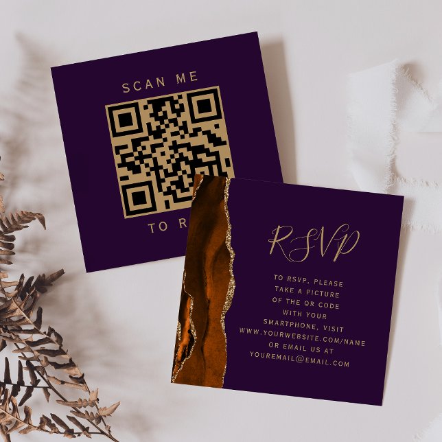Carte D'accompagnement Budget Rust Agt Purple Mariage QR Code RSVP (Créateur téléchargé)
