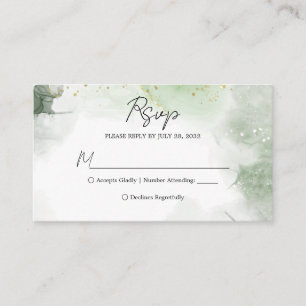 Carte D'accompagnement Budget Sage Vert Aquarelle Splash Mariage Rsvp