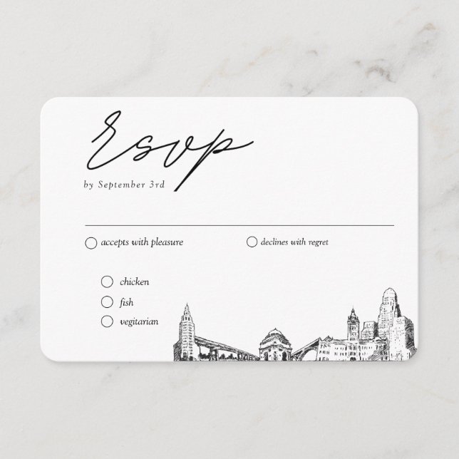 Carte D'accompagnement Buffalo Mariage traditionnel RSVP option de repas (Devant)