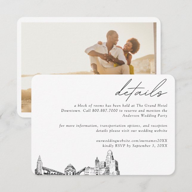 Carte D'accompagnement Buffalo New York Mariage Hotel Détails du bloc de  (Devant / Derrière)