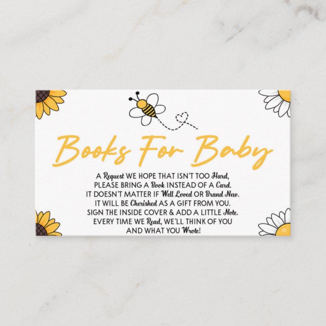 Carte D'accompagnement Bumble Bee Baby shower Livres Pour Baby Card (Devant)