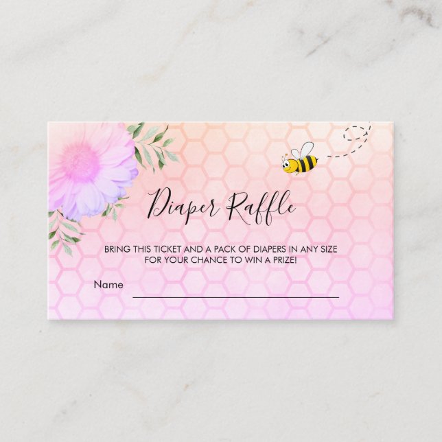 Carte D'accompagnement Bumble mignonne abeille rose violet diaper billet  (Devant)