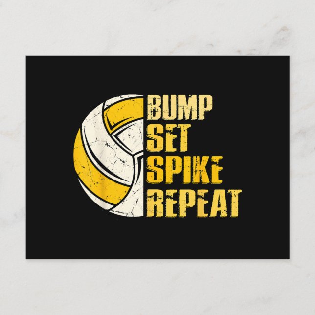 Carte D'accompagnement Bump Set Spike Répéter Volleyball Funny (Devant)