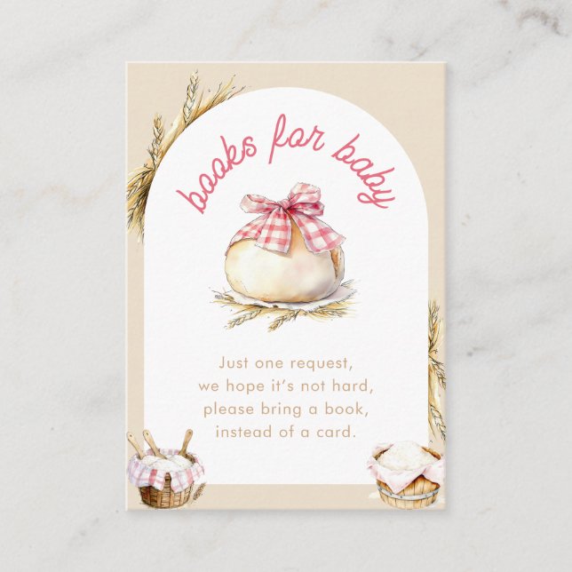 Carte D'accompagnement Bun In The Oven Pink Gingham Bow Books For Baby (Devant)