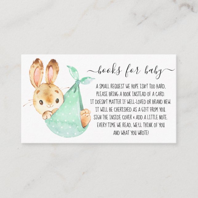 Carte D'accompagnement Bunny Cute Boy Book Demande de Baby shower (Devant)