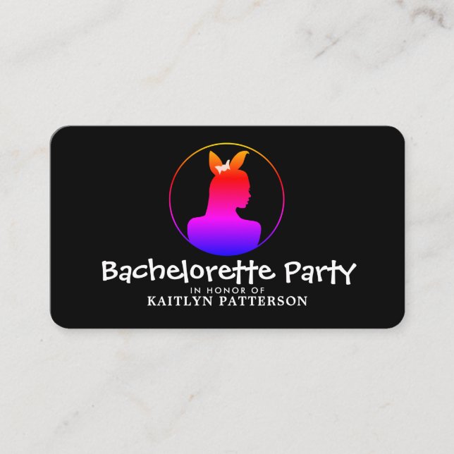 Carte D'accompagnement Bunny Girl, Élégant Bachelorette Party (Devant)