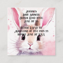 Bunny Mignon Aquarelle Rose Baby Shower