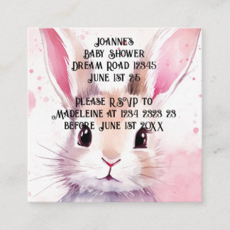 Carte D'accompagnement Bunny Mignon Aquarelle Rose Baby Shower