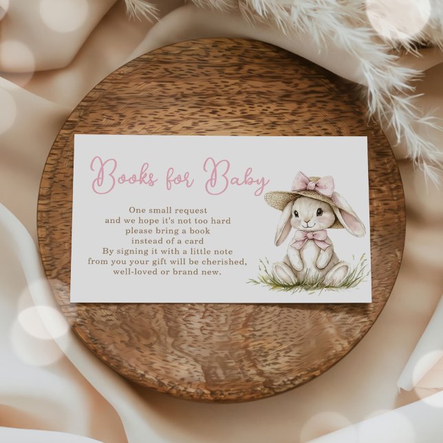 Carte D'accompagnement Bunny Pink Bow Baby Shower Books for Baby (Créateur téléchargé)
