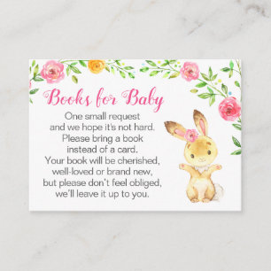 Carte D'accompagnement Bunny Pink Floral Books for Baby Book Request