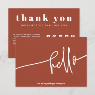 Carte D'accompagnement  Burange Hello Merci Order Petites entreprises
