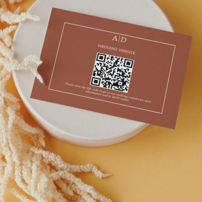 Carte D'accompagnement Burange Orange Terracotta Mariage Qr Code Mariage (Créateur téléchargé)