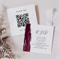 Burgundy Argent Agate Mariage QR Code RSVP