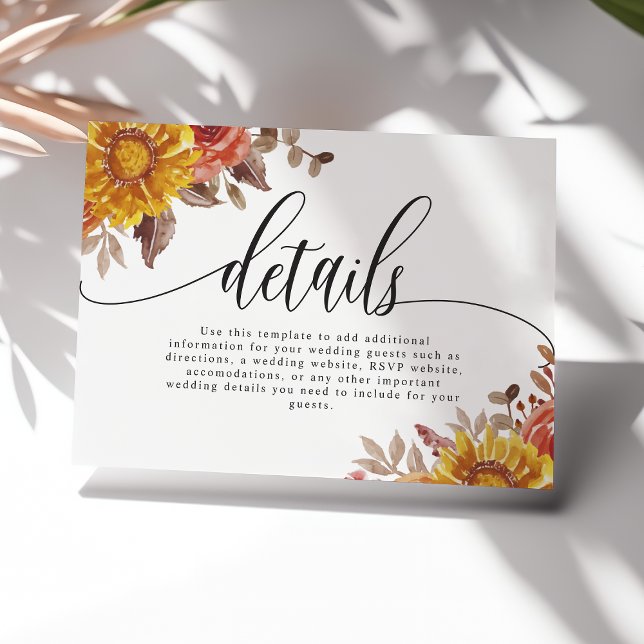 Carte D'accompagnement Burgundy Automne Automne Floral Détails du Mariage (Créateur téléchargé)