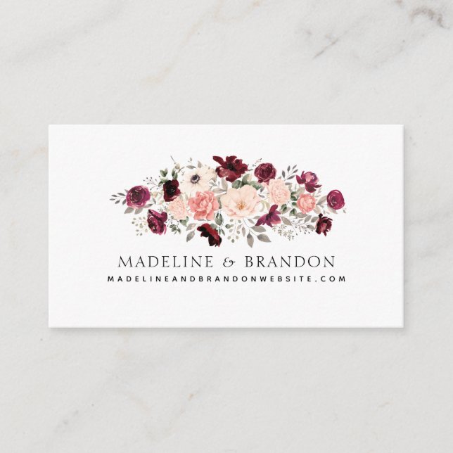 Carte D'accompagnement Burgundy Blush Floral Mariage Website (Devant)