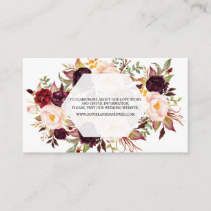 Carte D'accompagnement Burgundy Blush Floral Site Mariage géométrique