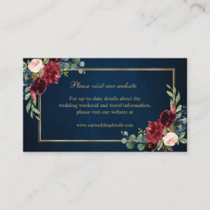 Carte D'accompagnement Burgundy Blush Navy Floral Détails du Mariage