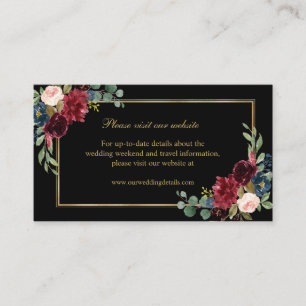 Carte D'accompagnement Burgundy Blush Navy Floral Détails du Mariage Encl