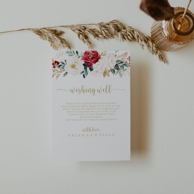 Carte D'accompagnement Burgundy d'or classique Mariage blanc Wishing well (Créateur téléchargé)