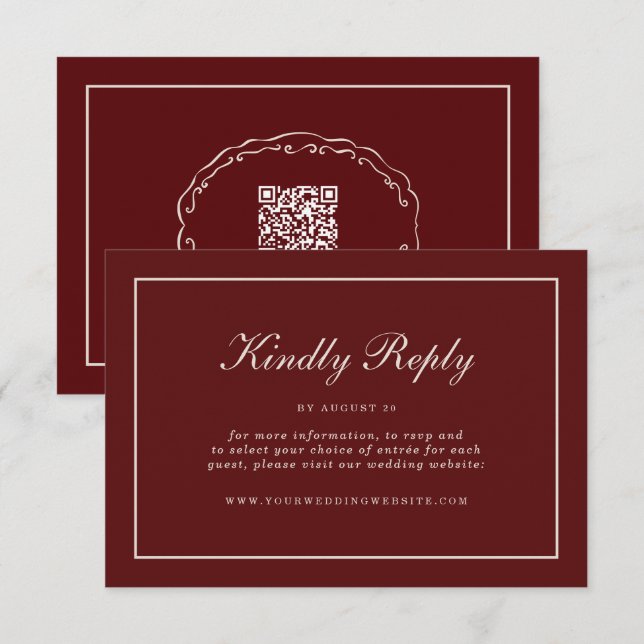 Carte D'accompagnement Burgundy Fall Wedding RSVP Online Enclosure Card (Devant / Derrière)