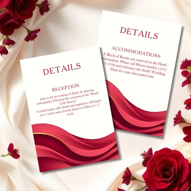 Carte D'accompagnement Burgundy Modern Wedding Details (Burgundy Wedding Details Enclosure Card)