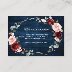 Carte D'accompagnement Burgundy Navy Blush Floral Site géométrique