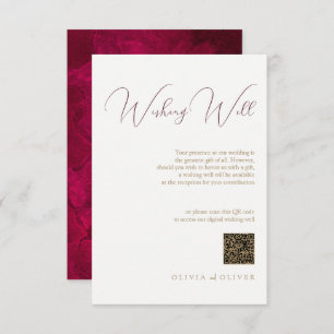 Carte D'accompagnement Burgundy Passion Mariage Wishing well QR Code