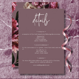 Carte D'accompagnement Burgundy & Peonies à la crème moderne Détails flor