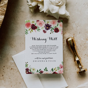 Carte D'accompagnement Burgundy Printemps Floral Mariage Wishing well