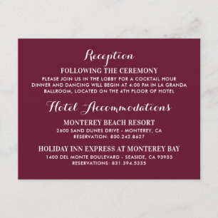 Carte D'accompagnement Burgundy Red Elegant Mariage Information