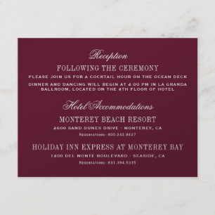 Carte D'accompagnement Burgundy Red Elegant Mariage Information