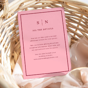 Carte D'accompagnement Burgundy Rose Minimal Chic Détails pour les invi