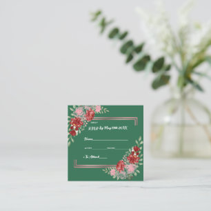 Carte D'accompagnement Burgundy & Rose on Green Floral Wedding