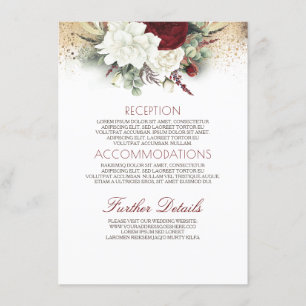 Carte D'accompagnement Burgundy Rouge et Blanc Floral Information Mariage