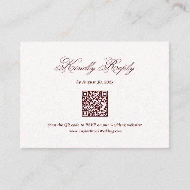 Carte D'accompagnement Burgundy Wedding RSVP  (Devant)