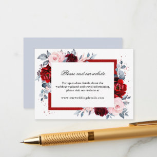 Carte D'accompagnement Burgundy Wine Dusty Blue Slate Wedding Réception