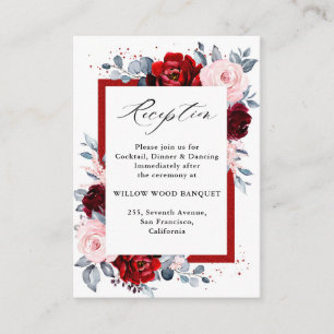 Carte D'accompagnement Burgundy Wine Dusty Blue Slate Wedding Réception