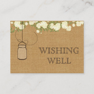 Carte D'accompagnement burlap ivoire rustique roses mason jarres désirant