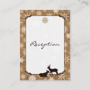 Carte D'accompagnement Burlap Rustique, Snowflakes & Deer Encape Card