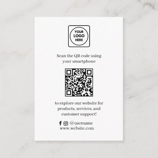 Carte D'accompagnement Business QR | Website & Social Media Link (Devant)