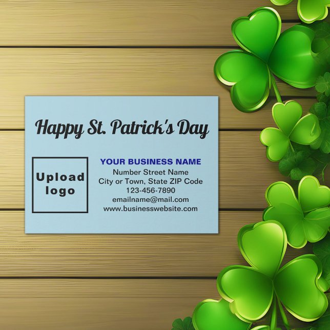 Carte D'accompagnement Business Saint Patrick Salutation sur le bleu clai (Light blue Saint Patrick business enclosure card)