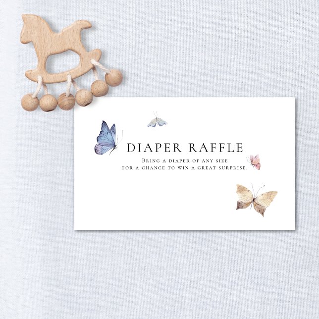Carte D'accompagnement Butterfly Girl Baby Shower Diaper Raffle (Butterfly Girl Baby Shower Diaper Raffle Enclosure Card)